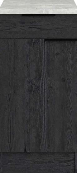 Küchenunterschrank Anna - 40x60x87cm - 1 Tür und 1 Schublade - Eiche schwarz Dekor/weißer Stein