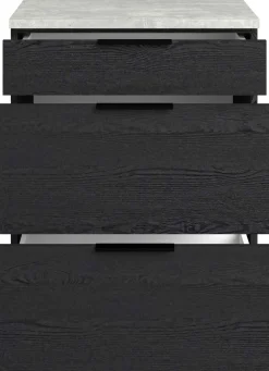 Küchenunterschrank Anna - 60x60x87cm - 3 Schubladen - Eiche schwarz Dekor/weißer Stein