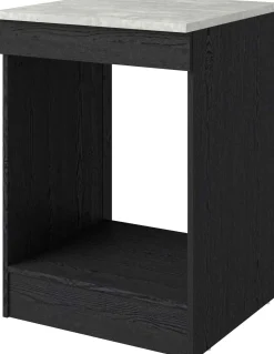 Küchenunterschrank Anna - 60x60x87cm - für Backofen oder Geschirrspüler - Eiche schwarz Dekor/weißer Stein