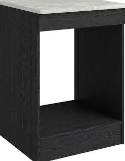 Küchenunterschrank Anna - 60x60x87cm - für Backofen oder Geschirrspüler - Eiche schwarz Dekor/weißer Stein