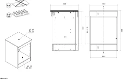 Küchenunterschrank Anna - 60x60x87cm - für Backofen oder Geschirrspüler - Eiche schwarz Dekor/weißer Stein