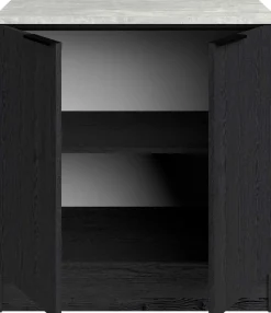 Küchenunterschrank Anna - 80x60x87cm - 2 Türen - Eiche schwarz Dekor/weißer Stein