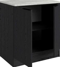 Küchenunterschrank Anna - 80x60x87cm - 2 Türen - Eiche schwarz Dekor/weißer Stein