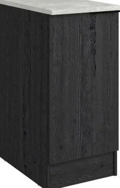 Küchenunterschrank Anna - 40x60x87cm - 1 Tür - Eiche schwarz Dekor/weißer Stein