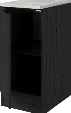 Küchenunterschrank Anna - 40x60x87cm - 1 Tür - Eiche schwarz Dekor/weißer Stein