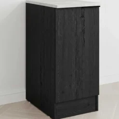 Küchenunterschrank Anna - 40x60x87cm - 1 Tür - Eiche schwarz Dekor/weißer Stein