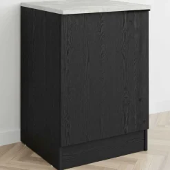 Küchenunterschrank Anna - 60x60x87cm - 1 Tür - Eiche schwarz Dekor/weißer Stein