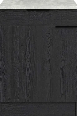 Küchenunterschrank Anna - 60x60x87cm - 1 Tür und 1 Schublade - Eiche schwarz Dekor/weißer Stein