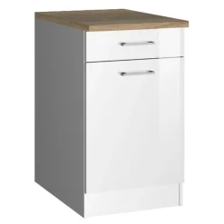 Küchenunterschrank Ragnar 50cm mit 1 Tür und 1 Schublade - weiß