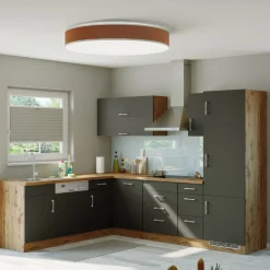 Küchenzeile in L-Form Sorrella 270cm mit Platz für Backofen, Geschirrspüler und Kühlschrank - anthrazit/ocker