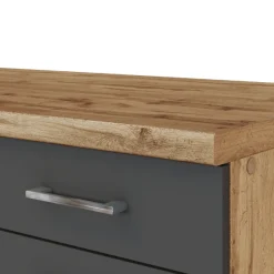 Küchenzeile in L-Form Sorrella 270cm mit Platz für Backofen, Geschirrspüler und Kühlschrank - anthrazit/ocker
