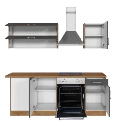 Küchenzeile in L-Form Sorrella 210cm mit Backofen und Geschirrspüler - anthrazit/ocker
