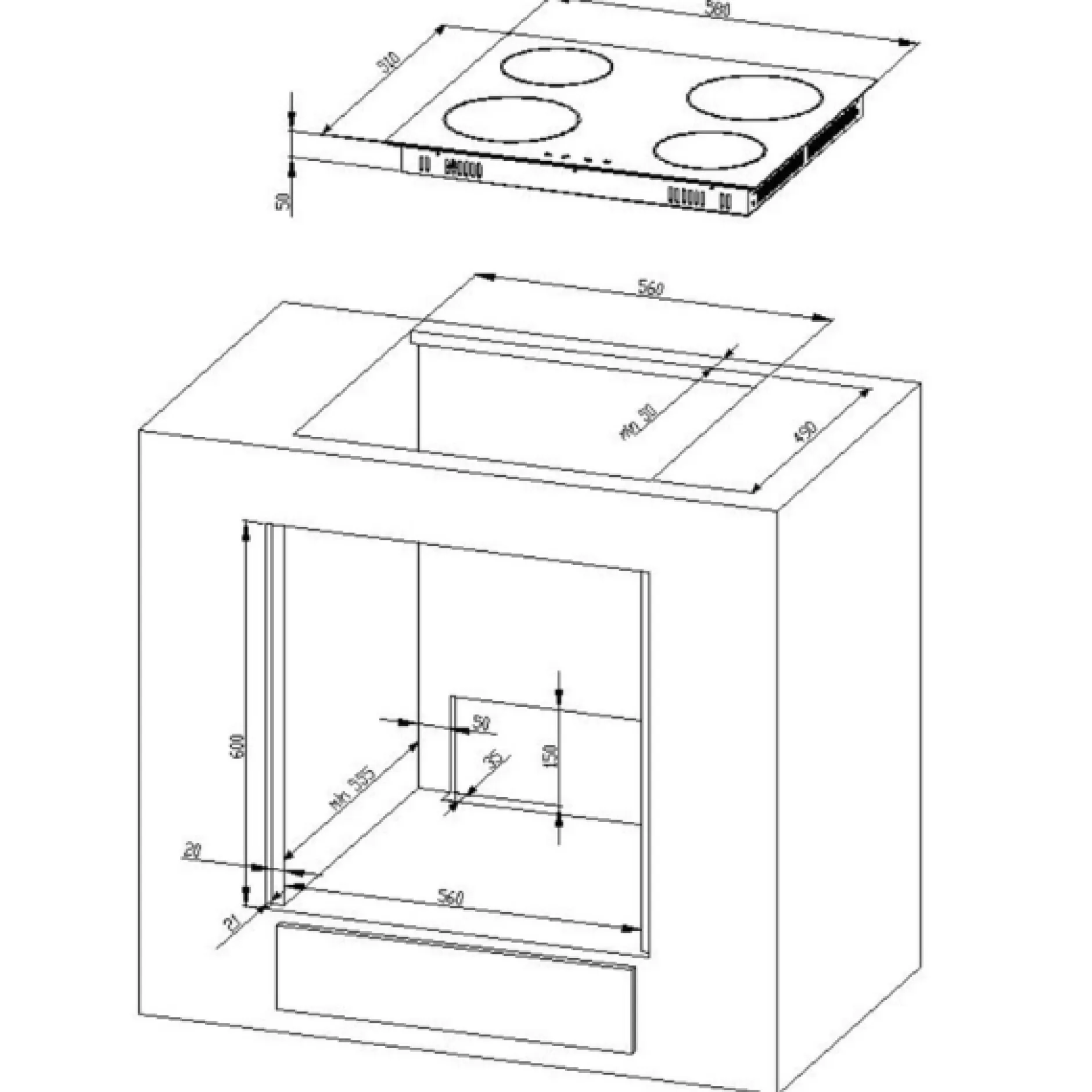 Küchenzeile Ragnar 220cm mit Backofen und Geschirrspüler - Hochglanz anthrazit