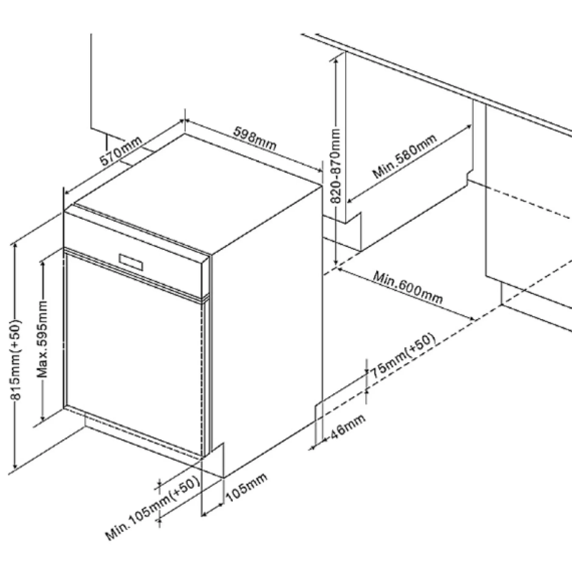 Küchenzeile Ragnar 220cm mit Backofen und Geschirrspüler - Hochglanz anthrazit