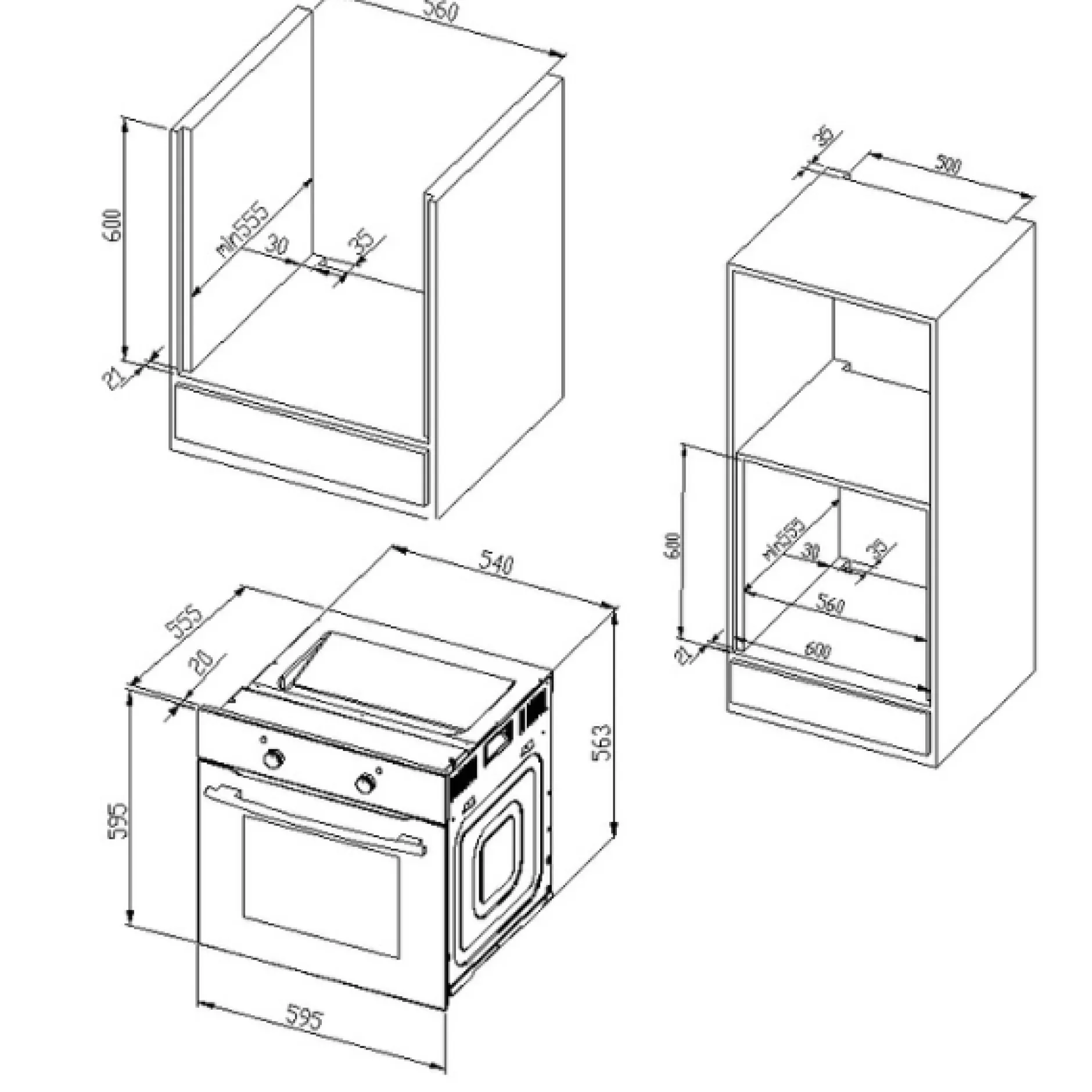 Küchenzeile Ragnar 370cm mit Backofen, Mikrowelle, Geschirrspüler und Kühlschrank - anthrazit hochglanz