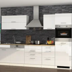 Küchenzeile Ragnar 300cm mit Geschirrspüler und Backofen - Hochglanz weiß