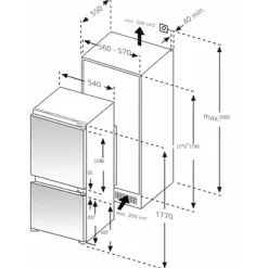 Küchenzeile Ragnar 350cm mit Kühl-Gefrierkombination und Backofen - Hochglanz weiß