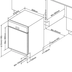 Küchenzeile Ragnar 330cm mit Kühlschrank, Backofen und Geschirrspüler - Hochglanz anthrazit
