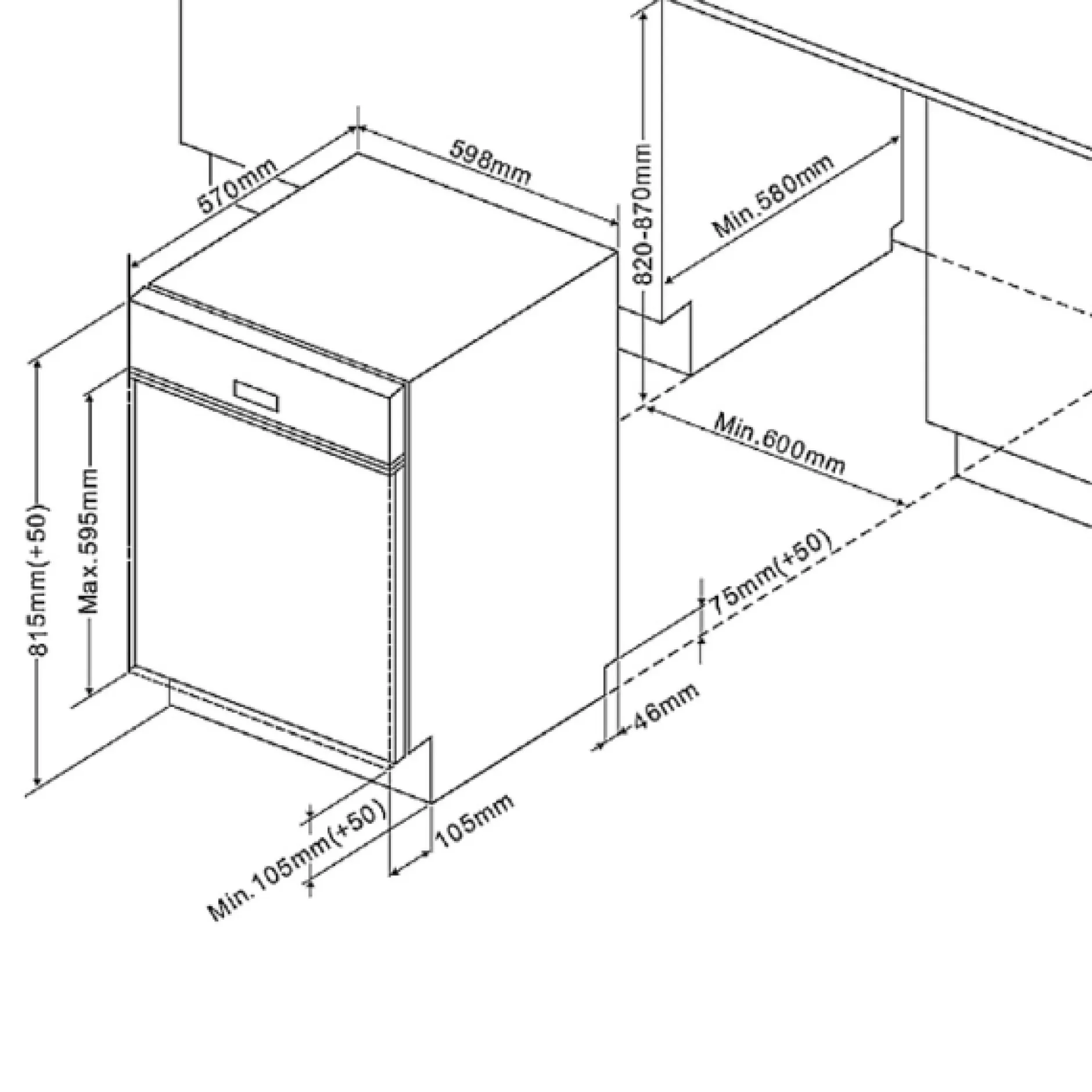 Küchenzeile Ragnar 300cm mit Platz für Geschirrspüler, Kühlschrank und Backofen - hochglänzend weiß