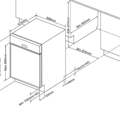 Küchenzeile Ragnar 220cm mit Platz für Backofen und Geschirrspüler - Hochglanz anthrazit