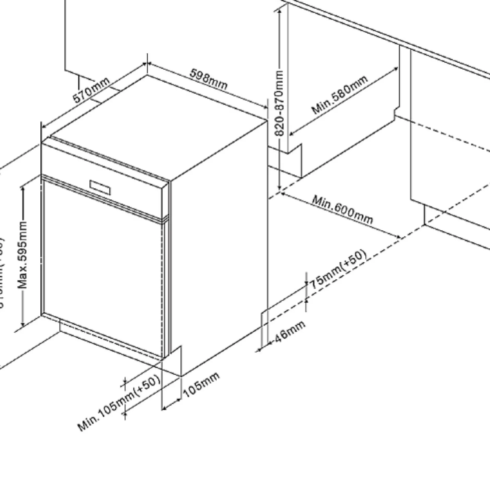 Küchenzeile Ragnar 220cm mit Platz für Backofen und Geschirrspüler - Hochglanz anthrazit
