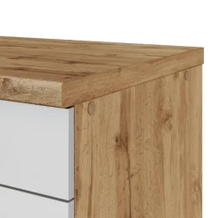 Küchenzeile Sorrella 270cm mit Backofen, Geschirrspüler und Kühlschrank - weiß/Eiche