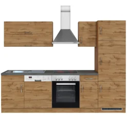 Küchenzeile Sorrella 270cm mit Backofen, Geschirrspüler und Kühlschrank - Eiche