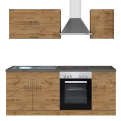 Küchenzeile Sorrella 210cm mit eingebautem Backofen - Eiche