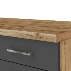 Küchenzeile Sorrella 360cm mit Geschirrspüler, Backofen, Kühlschrank und Gefrierschrank - Anthrazit/Eiche