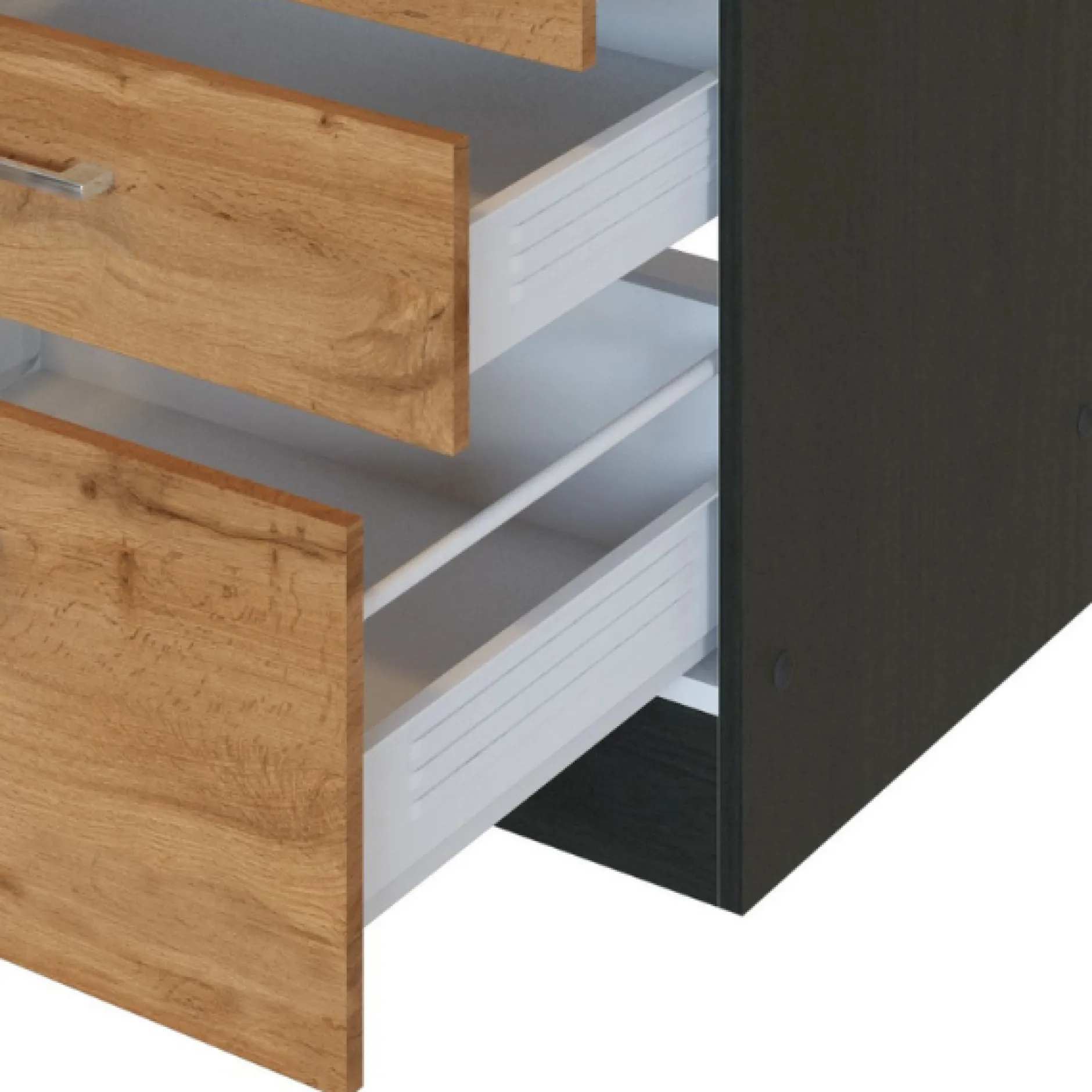 Küchenzeile Sorrella 270cm mit Platz für Backofen und Kühlschrank - Eiche/Graphit
