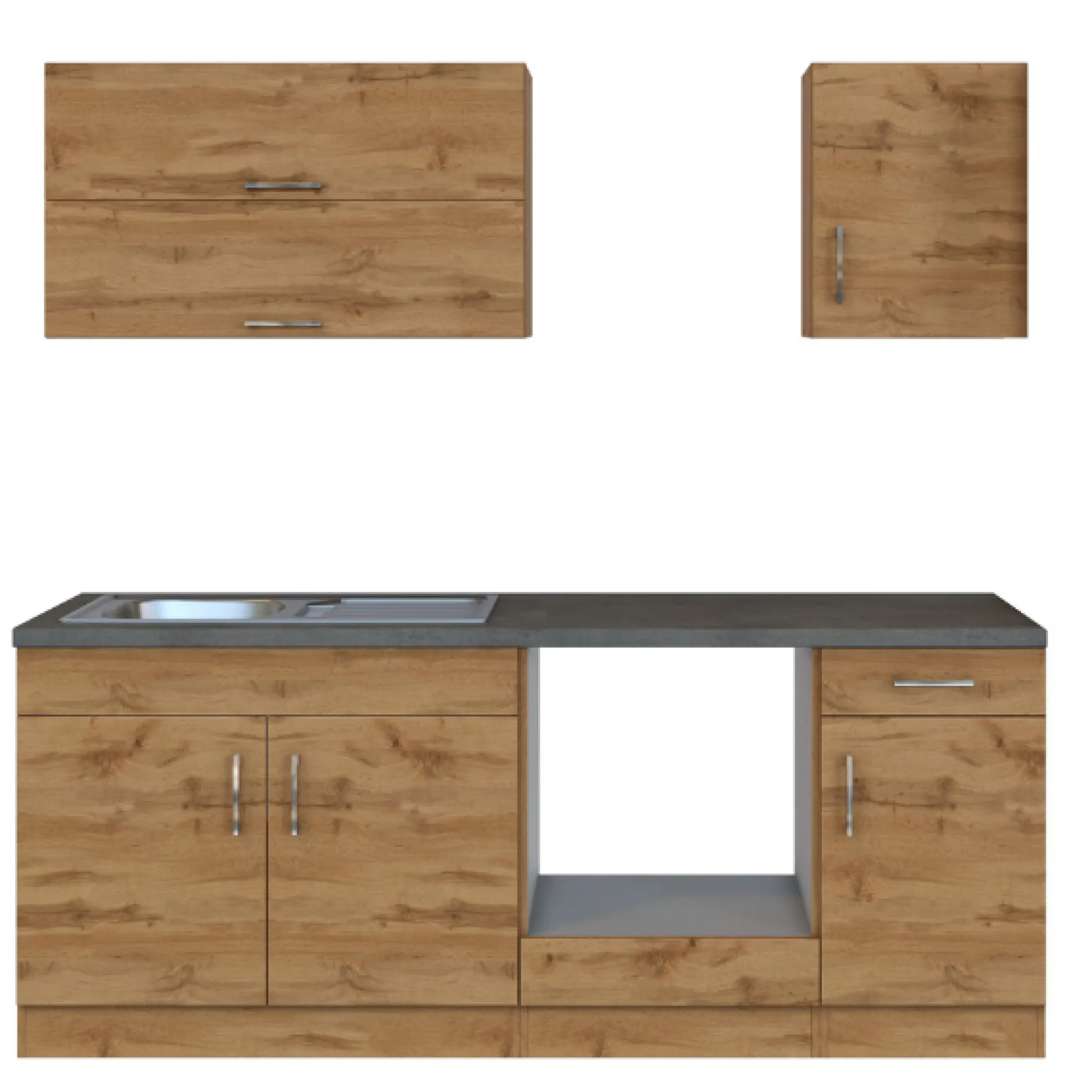 Küchenzeile Sorrella 210cm mit Platz für Backofen - Eiche