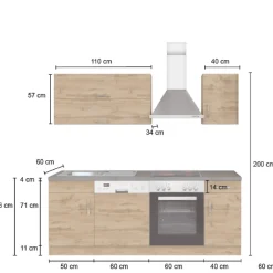Küchenzeile Sorrella 210cm mit Platz für Geschirrspüler und Backofen - anthrazit/ocker