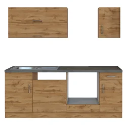 Küchenzeile Sorrella 210cm mit Platz für Geschirrspüler und Backofen - Eiche