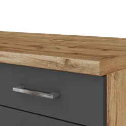 Küchenzeile Sorrella 270cm mit Platz für Backofen, Geschirrspüler und Kühlschrank - anthrazit/ocker