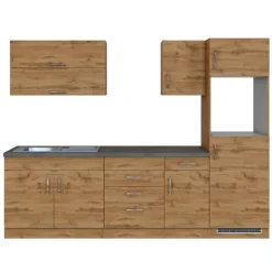 Küchenzeile Sorrella 270cm mit Platz für Backofen und Kühlschrank - Eiche