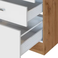 Küchenzeile Sorrella 270cm mit Platz für Geschirrspüler, Backofen und Kühlschrank - weiß/Eiche