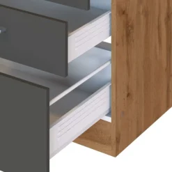 Küchenzeile Sorrella 270cm mit Platz für Geschirrspüler, Backofen und Kühlschrank - anthrazit/ocker