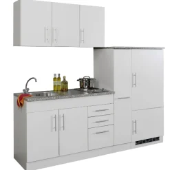 Küchenzeile Toronto | Oberschrank, Spüle, Kochfeld, mehrere Schränke | Weiß