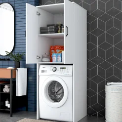 KD110 Waschmaschinenschrank | 100 % MELAMIN | Weiß