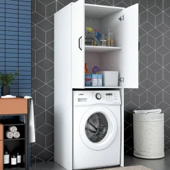 KD110 Waschmaschinenschrank | 100 % MELAMIN | Weiß