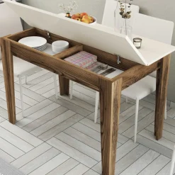 Kiev Küchentisch | 100 % MELAMIN | Walnuss, Creme