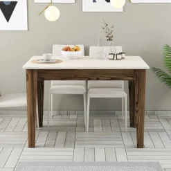 Kiev Küchentisch | 100 % MELAMIN | Walnuss, Creme