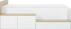 Kinderbett Matis - 90x200cm - mit Stauraum - weiß/kastanjedecor