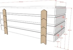 Kinderbett Modulo arrow 90x200 stapelbar 4er-Set - anthrazit/Kieferholz