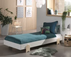 Kinderbett Modulo arrow 90x200 stapelbar - weiß/Kieferholz
