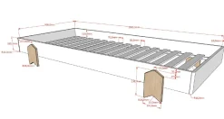 Kinderbett Modulo arrow 90x200 stapelbar - anthrazit/Kieferholz