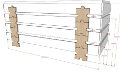 Kinderbett Modulo Puzzle 90x200 stapelbar 4er-Set - anthrazit/Kiefer