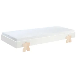 Kinderbett Modulo Puzzle 90x200 stapelbar - weiß/Kieferholz