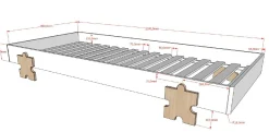 Kinderbett Modulo Puzzle 90x200 stapelbar - anthrazit/Kieferholz