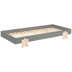 Kinderbett Modulo Puzzle 90x200 stapelbar - anthrazit/Kieferholz